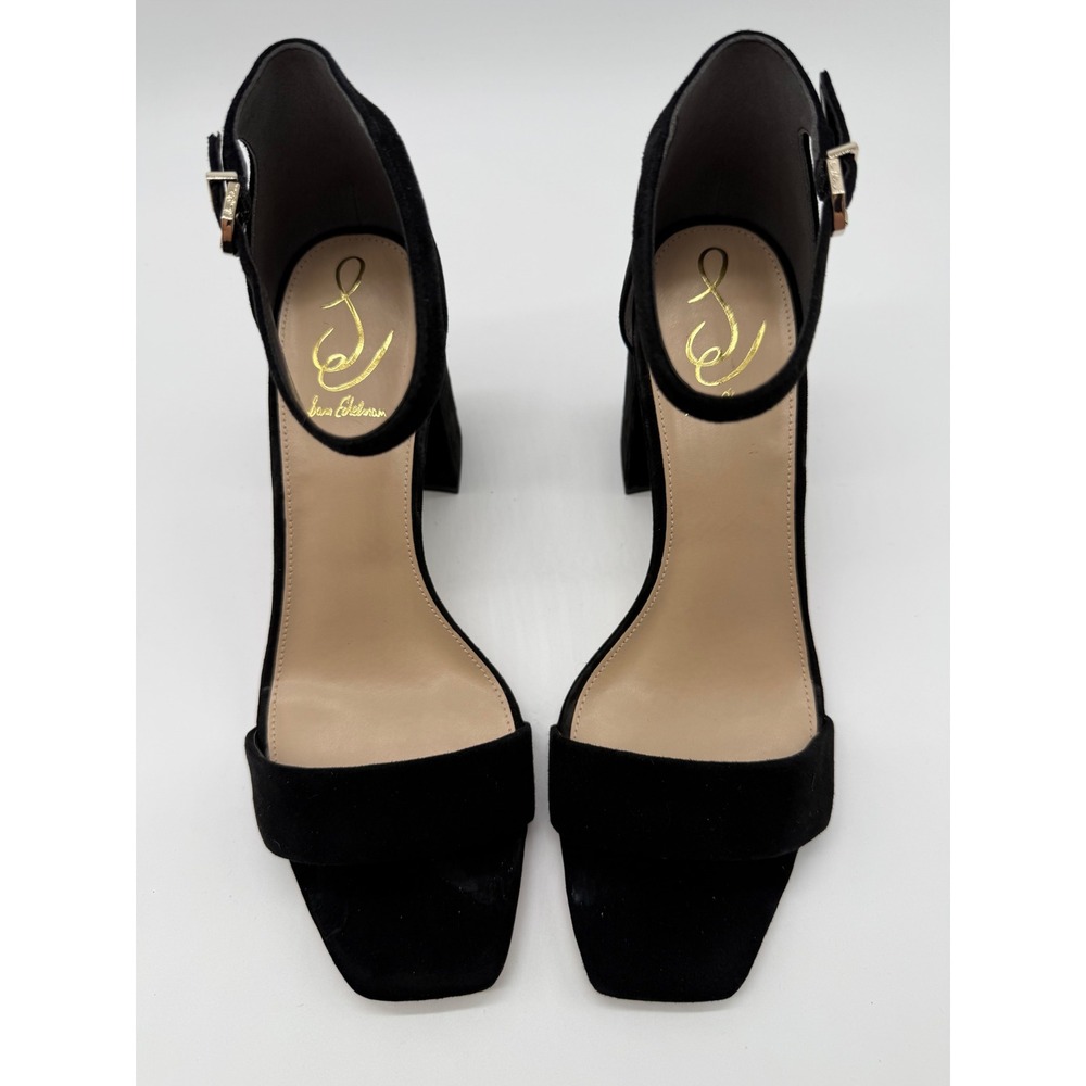 Sam Edelman Daniella Sandals New Womens 10.5 Black Suede Block Heel Ankle - Picture 4 of 8